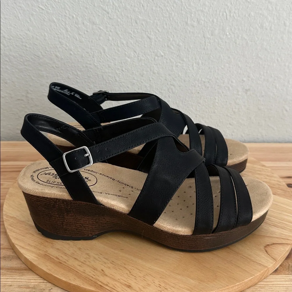 Easy Works By Easy Street Womens Rosella Wedge Sandals 9W new